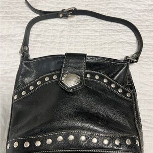 Harley-Davidson, women’s black leather shoulder leather purse.